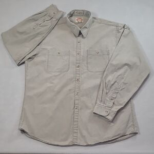 Vintage Banana Republic Shirt Men's sz XL Tan Safari Button Up Long Sleeve Shirt
